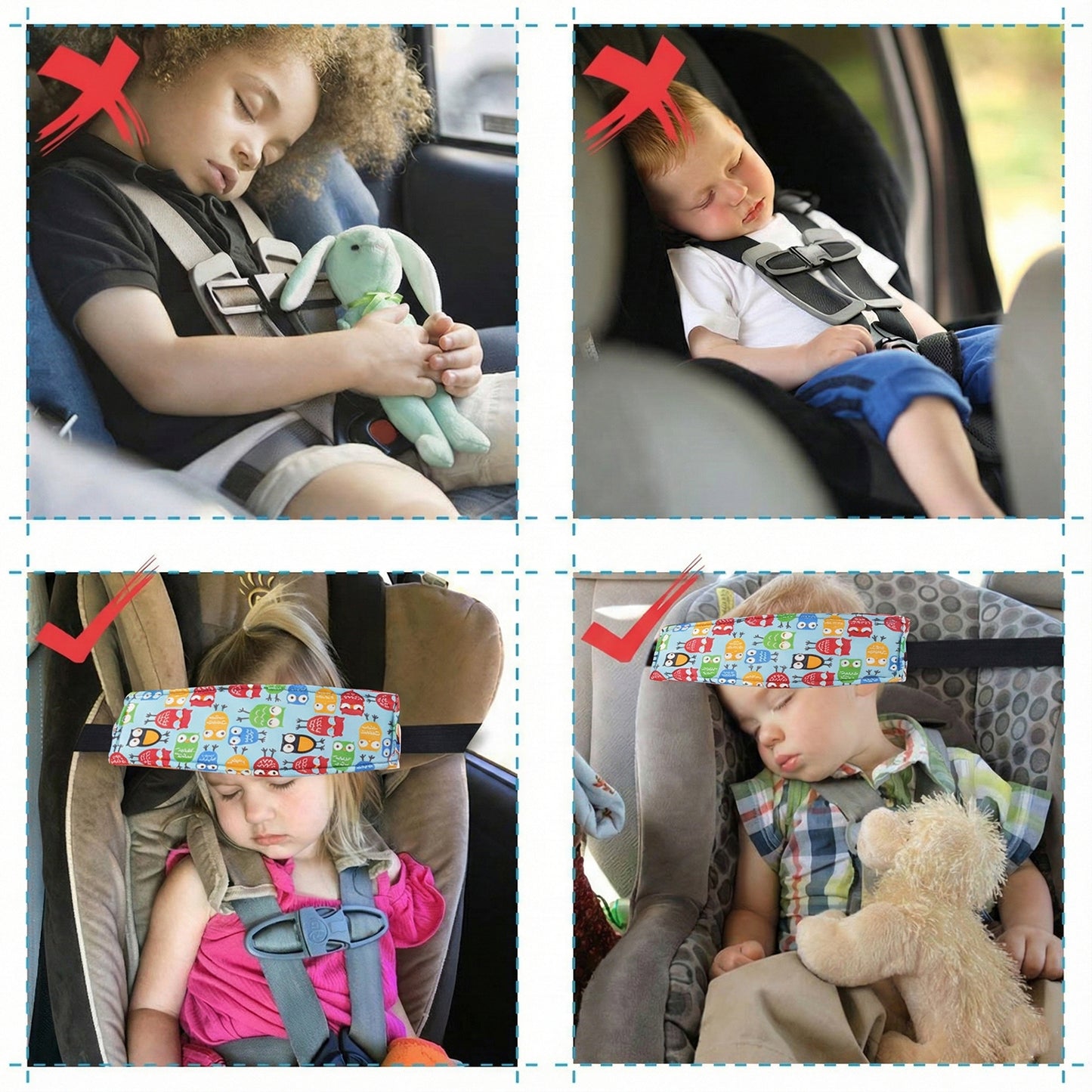 Adjustable Baby Car Seat Head Support Strap (1 Pc)