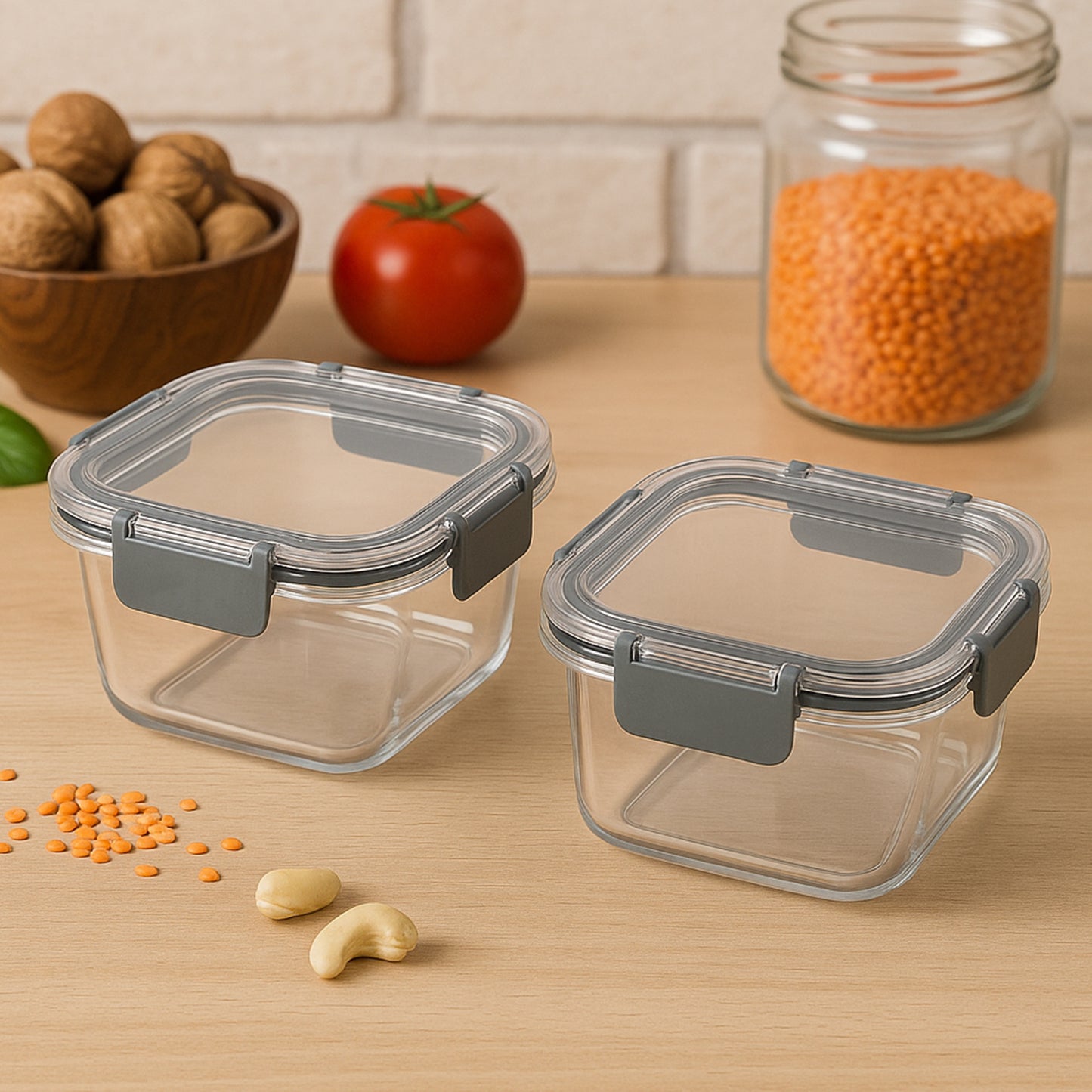 Apex Press N Lock Airtight Food Storage Container Set (2pc450ml) Approx