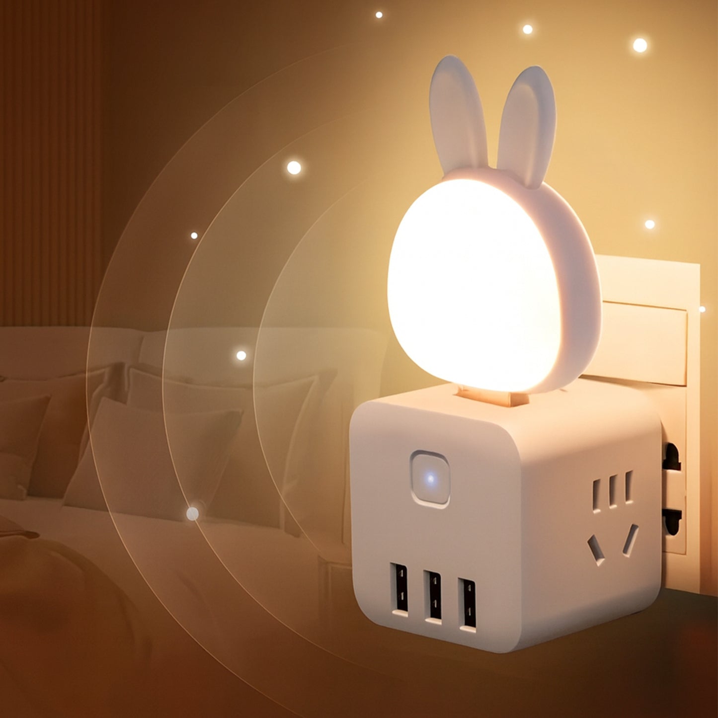 Cute Usb Rabbit Night Light With Sound  Voice Activation