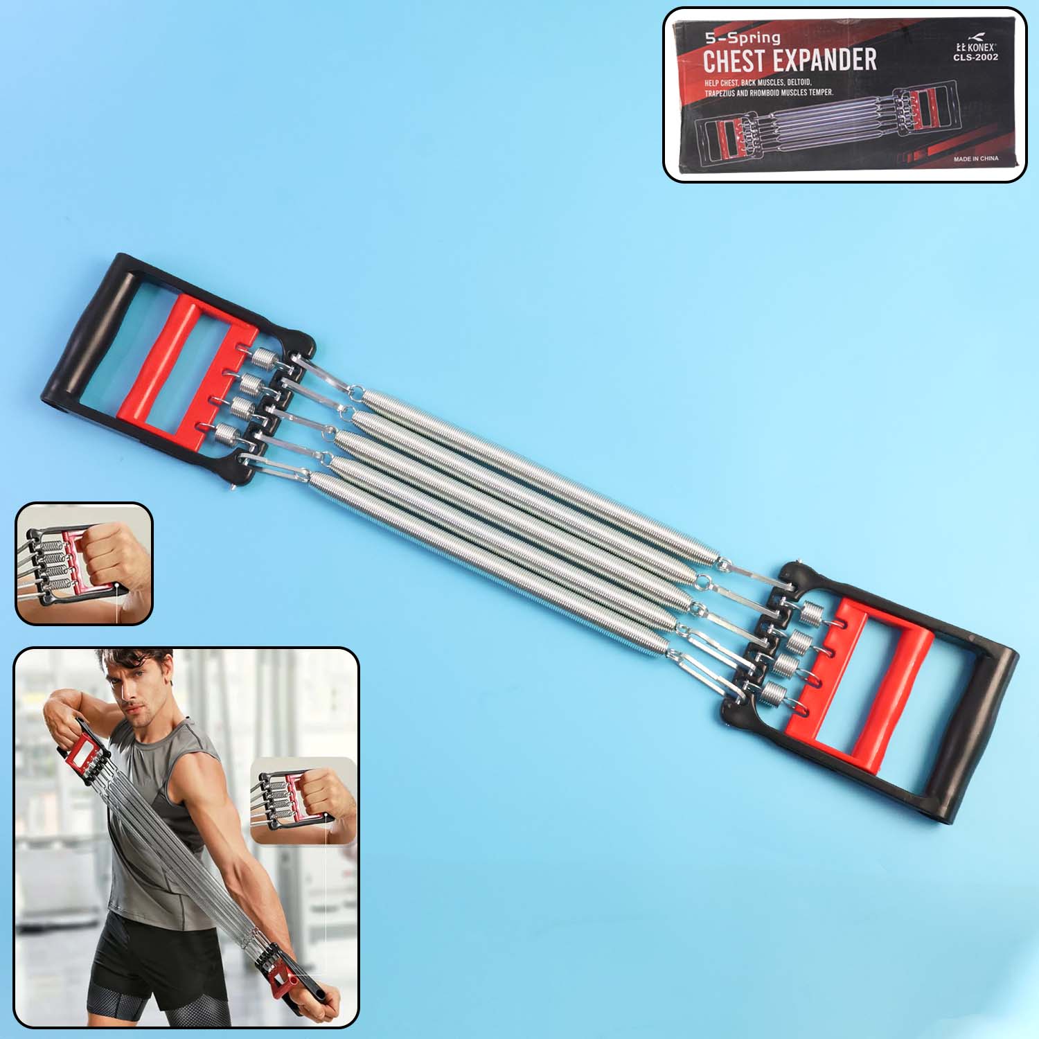 5-spring Chest Expander For Home Workout