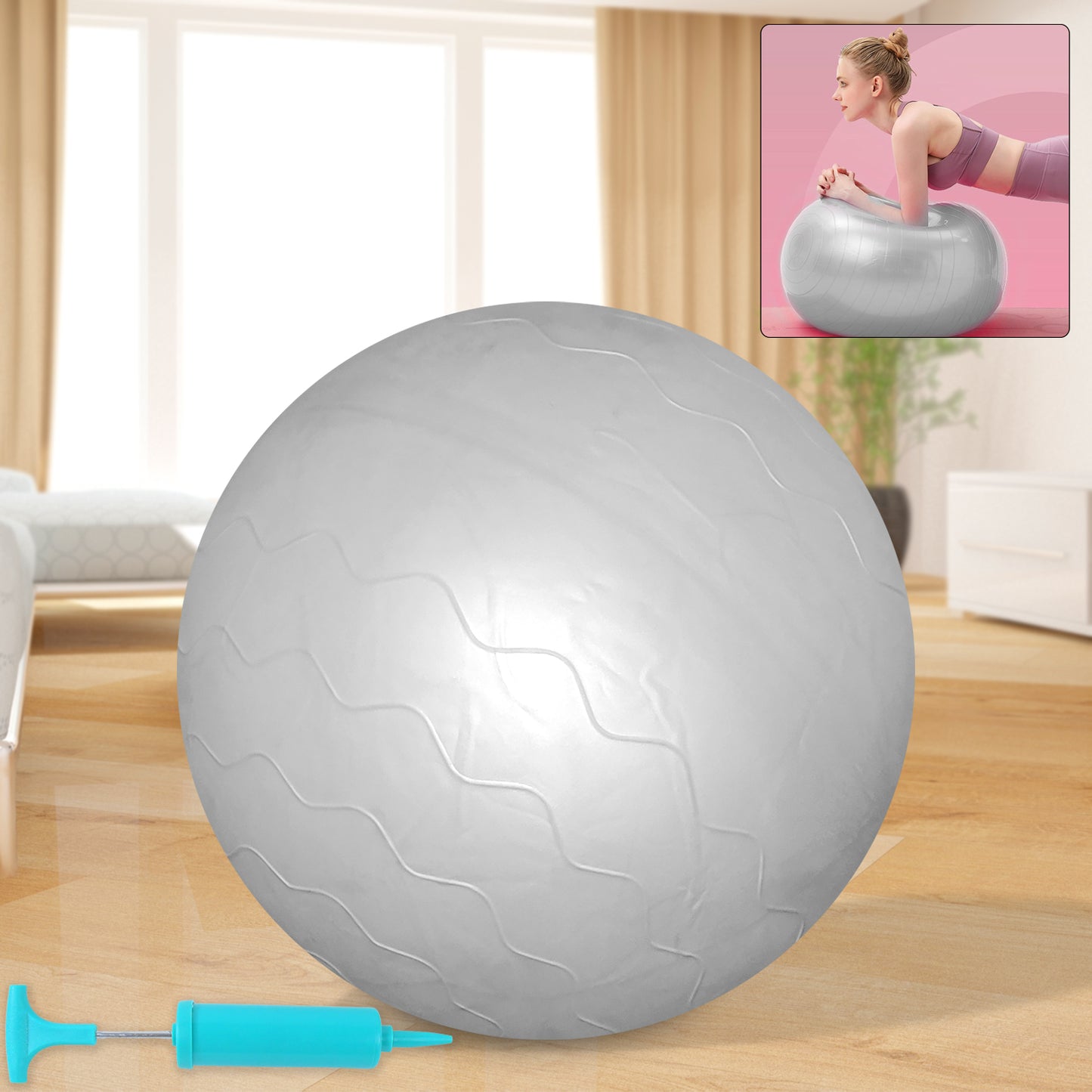 Heavy Duty Gym Ball Non-slip Stability Ball With Foot Pump For Total Body Fitness
