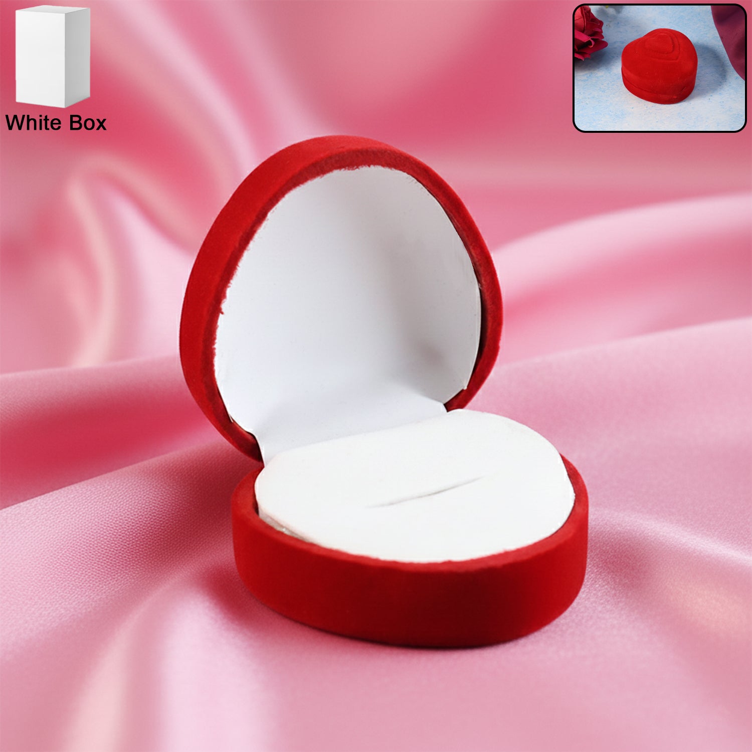 Premium Heart-shaped Velvet Jewellery Ring Box (1 Pc)